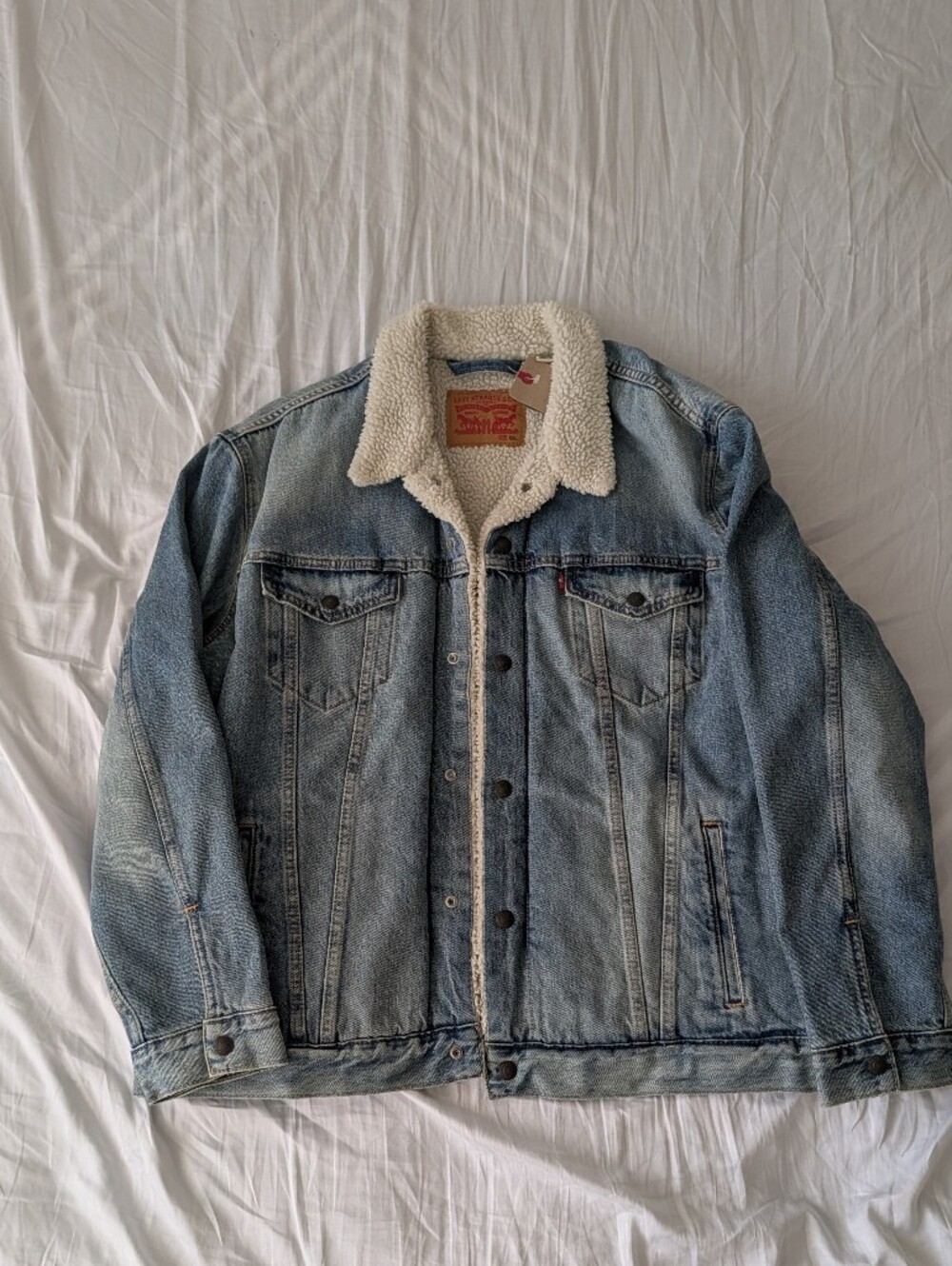 Levi's® Sherpa Denim Trucker Jacket in Light Blue